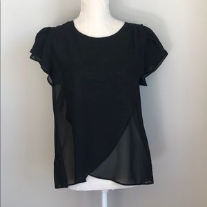Black chiffon tulip hem BCBG top. Sz M